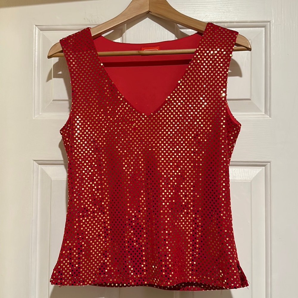 Bebe red sparkle top. 🎄perfect party top! 🪩